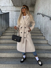 Thumbnail for Lapel Collar Button Trench Coat