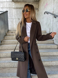 Thumbnail for Lapel Collar Button Trench Coat