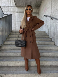 Thumbnail for Lapel Collar Button Trench Coat