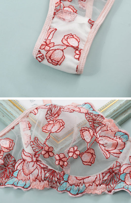 Floral Embroidered Lingerie Set