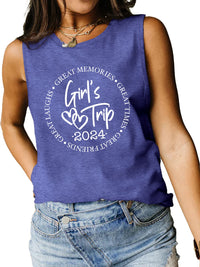 Thumbnail for Letter Graphic Round Neck Tank