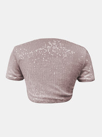 Thumbnail for Sequin Round Neck Short Sleeve T-Shirt