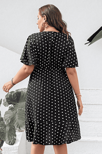 Thumbnail for Plus Size Polka Dot Flutter Sleeve Dress
