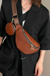 Thumbnail for PU Leather Sling Bag with Small Purse