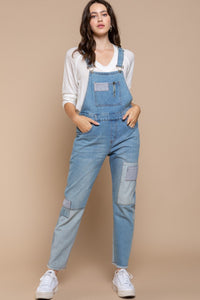 Thumbnail for POL Front Chest Zipper Slim Leg Denim Overalls