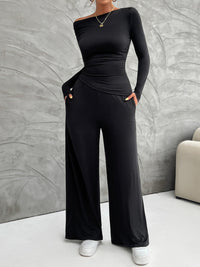 Thumbnail for Devine Long Sleeve Top and Wide Leg Pants Set