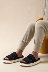 Thumbnail for Open Toe Fluff Platform Slippers