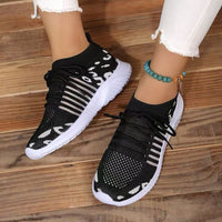 Thumbnail for Breathable Leopard Mesh Lace Up Sneakers