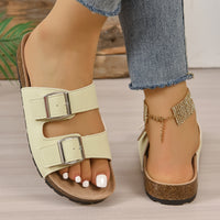 Thumbnail for Open Toe Double Buckle Sandals