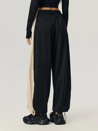 Thumbnail for Drawstring Hem Contrast Elastic Waist Pants