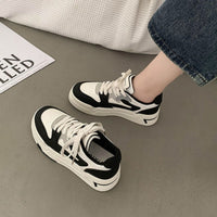 Thumbnail for Lace Up Round Toe Platform Sneakers