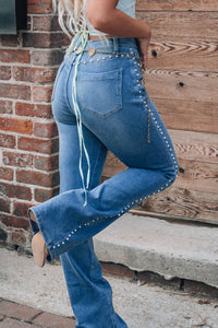 Thumbnail for Pearl Trim High Waist Bootcut Jeans