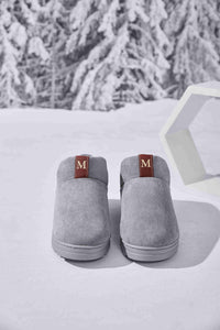 Thumbnail for Letter M Suede Round Toe Slippers