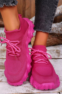 Thumbnail for Mesh Lace-Up Round Toe Athletic