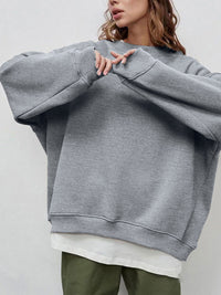 Thumbnail for Round Neck Dropped Shoulder Long Sleeve Sweatshirt