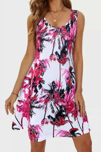 Thumbnail for Printed Scoop Neck Wide Strap Mini Dress