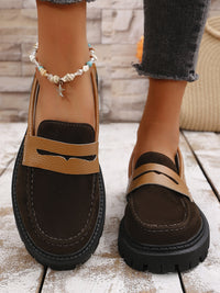 Thumbnail for Contrast Suede Platform Loafers