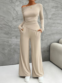 Thumbnail for Devine Long Sleeve Top and Wide Leg Pants Set