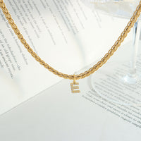 Thumbnail for Brass Inlaid Zircon Letter Pendant Necklace