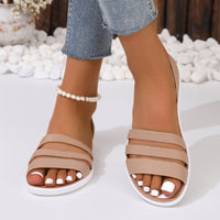 Thumbnail for PU Leather Three-Strap Sandals