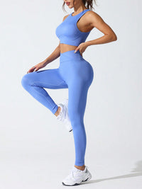 Thumbnail for Round Neck Tank and High Waist Leggings Active Set