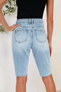Thumbnail for Distressed Pocketed Denim Shorts