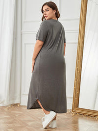 Thumbnail for Plus Size Pocketed V-Neck Short Sleeve Lounge Dress