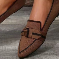 Thumbnail for Bow Contrast Trim Point Toe Loafers