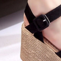 Thumbnail for Crisscross Open Toe Wedge Sandals