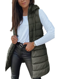 Thumbnail for Plus Size Zip Up Hooded Vest Coat