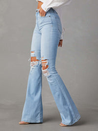 Thumbnail for Distressed Bootcut Jeans with Pockets