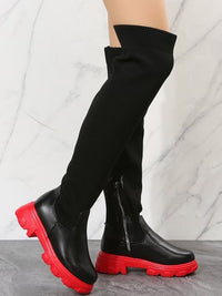 Thumbnail for PU Leather Round Toe Platform Boots