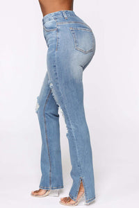 Thumbnail for Distressed Slit Jeans