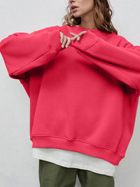 Thumbnail for Round Neck Dropped Shoulder Long Sleeve Sweatshirt