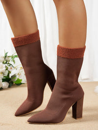 Thumbnail for Mesh Point Toe Block Heel Boots