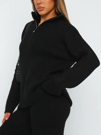 Thumbnail for Quarter Zip Long Sleeve Top and Pants Set