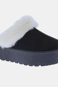 Thumbnail for Weeboo Thick Bottom Fur Trim Snow Slippers