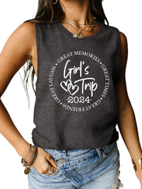 Thumbnail for Letter Graphic Round Neck Tank