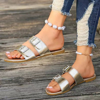 Thumbnail for Open Toe Double Buckle Sandals