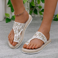 Thumbnail for Flower Toe Post Flat Sandals