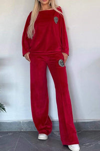 Thumbnail for Full Size Boat Neck Long Sleeve Top and Pants Set