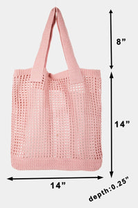 Thumbnail for Fame Pointelle Knit Crochet Tote Bag