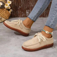 Thumbnail for Tied Suede Round Toe Sneakers