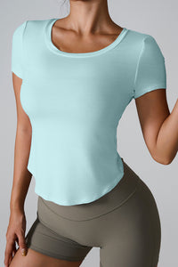 Thumbnail for Cutout Round Neck Short Sleeve Active T-Shirt