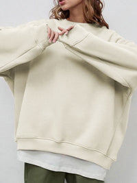 Thumbnail for Round Neck Dropped Shoulder Long Sleeve Sweatshirt