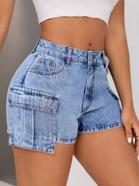 Thumbnail for Mid-Rise Waist Denim Shorts with Pockets