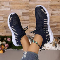 Thumbnail for Breathable Leopard Mesh Lace Up Sneakers