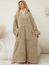 Thumbnail for Pocketed Contrast Long Sleeve Hooded Lounge Dress