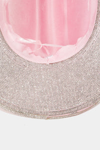 Thumbnail for Fame Pave Rhinestone Trim Faux Suede Hat