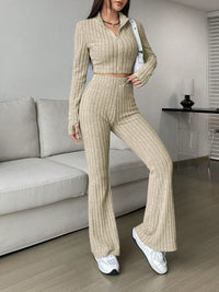 Thumbnail for Honey Zip Up Long Sleeve Top and Pants Set